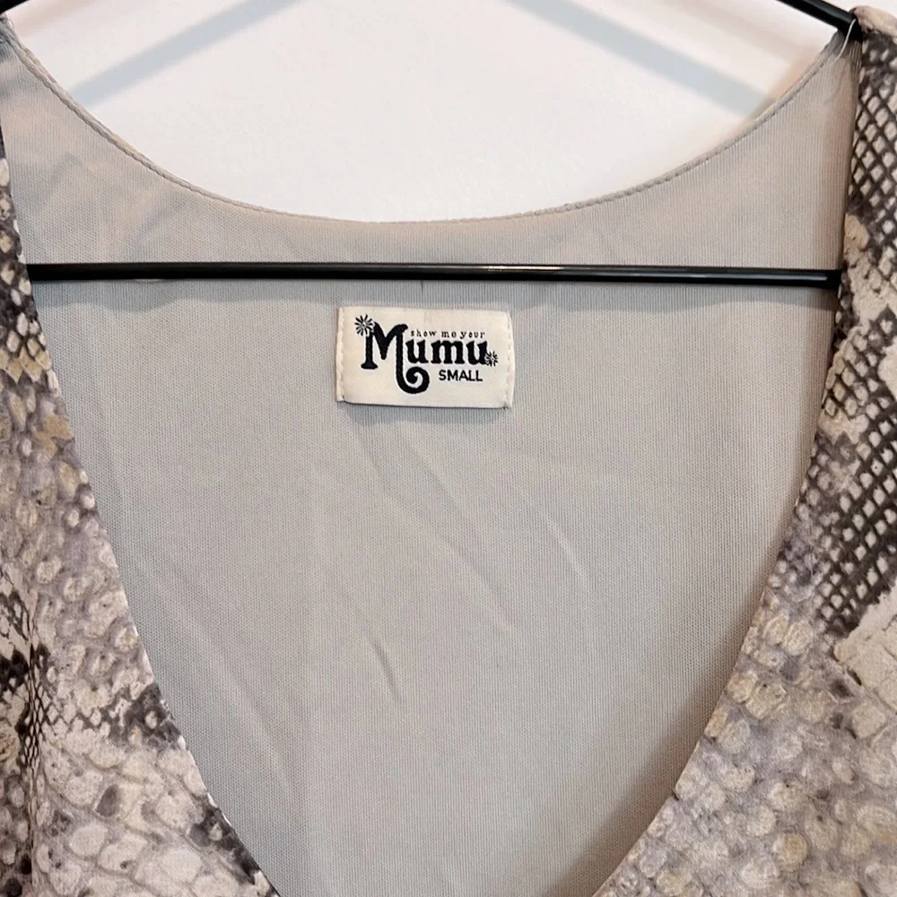 Show Me Your MuMu Hippie Dippie Reptile Snake Print Blouse Long Bell Sleeve - Picture 6 of 11